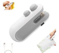 Mini Bag Sealer with Cutter and Magnet, Mini Sealer Small Household Hand Pressure Sealer, 2 in 1 Bag Sealers and Cutter, Portable Snack Plastic Bags Heat Sealing Machine, Rechargeable (White)