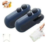 Mini Bag Sealer with Cutter and Magnet, Mini Sealer Small Household Hand Pressure Sealer, 2 in 1 Bag Sealers and Cutter, Portable Snack Plastic Bags Heat Sealing Machine, Rechargeable (Blue*2)