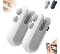 Mini Bag Sealer with Cutter and Magnet, Pickelect/Gettoreach Mini Bag Sealer, Small Household Hand Pressure Sealers, Portable Snack Plastic Bags Heat Sealing Machine, for Plastic Bags (White*2)