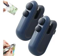 Mini Bag Sealer with Cutter and Magnet, Rechargeable Mini Bag Sealer, Portable Handheld Vacuum Heat Sealing Machine for Snacks, Chips, Food Freshness Storage (Blue*2)