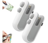 Mini Bag Sealer with Cutter and Magnet, Rechargeable Mini Bag Sealer, Portable Handheld Vacuum Heat Sealing Machine for Snacks, Chips, Food Freshness Storage (White*2)