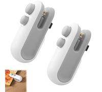 Mini Bag Sealer with Cutter and Magnet, Rechargeable Mini Bag Sealer, Rechargeable 2 in 1 Heat Sealer, Portable Vacuum Heat Sealing Machine for Snacks, Chips, Food Freshness Storage (White*2)