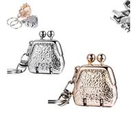 Mini Bag-Shaped Folding Nail Clipper, Stainless Steel Mini Fingernail Clipper with Keyring, Arc Cutter, EDC Keychain pendant (2pcs Mix)