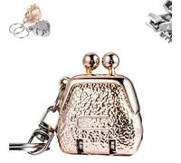 Mini Bag-Shaped Folding Nail Clipper, Stainless Steel Mini Fingernail Clipper with Keyring, Arc Cutter, EDC Keychain pendant (Gold)