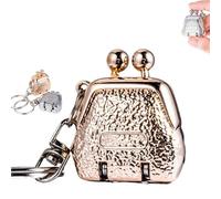 Mini Bag-Shaped Folding Nail Clippers, Stainless Steel Mini Fingernail Clipper with Keyring, Foldable Portable Travel Size Luxury Nail Cutter, Keyring Compact Pocket Folding (Gold)