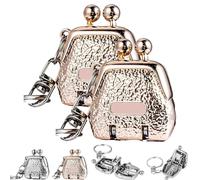 Mini Bag-Shaped Folding Nail Clippers,Stainless Steel Mini Fingernail Clipper with Keyring, Foldable Portable Travel Size Luxury Nail Cutter, Practical and Beautiful (Gold*2)