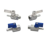 Mini Ball Valve 304 Stainless Steel Sanitary 1/8" 1/4" 3/8" 1/2" to 8/10/12mm Hose Barb BSP Thread 2 Way For Water Gas Oil(1/4",FEMALE_10MM_BLUE HANDLE)