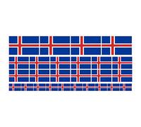 Mini banderas Conjunto de lisa - 4x 51x31mm+ 12x 33x20mm + 10x 20x12mm - Islandia - Autoadhesivas - tatuajes de la bandera - para el coche, Oficina y Hogar - Set of 26