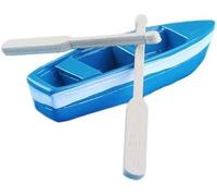 Mini barco de madera pequeño, kit de adornos en miniatura estilo playa para decoración de casa de muñecas de jardín de hadas, barco de casa de muñecas en miniatura con remos modelo de canoa