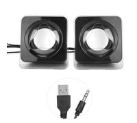 Mini barra de sonido con cable y sonido estéreo mejorado, altavoces para PC alimentados por USB con perilla de control de volumen giratoria, diseño