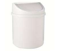 Mini Bash Cat, lata de basura pequeña de plástico de 7x5x5 pulgadas con tapa de columpio, escritorio múltiple resistente a las manchas a prueba de óxido para dormitorio de baño de oficina, blanco, mi