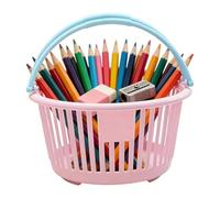 Mini Basket - 6.3 Inch Hollow PVC Storage Basket | Portable Organizer with Handles, Small Fruit Harvest Baskets for Home Dorm, Apartment School and Classroom Nursery Kitchen