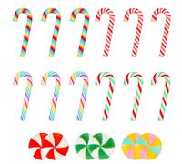 Mini Bastones de Caramelo Navideños Decoraciones de Bastone de Caramelos Falsos Árboles de Navidad Colgante de Candy Cane para Interior Exterior Christmas Tree Fiesta Navideña (Juego B-70pcs)