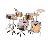 Mini Batería A Escala 8x 1/6, Accesorios Para Instrumentos Musicales, Modelo De Instrumento De Tambor Mini adorno musical (Color : Gold)