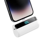 Mini Batería Externa 5200mAh para iPhone, Ultra Compacto Power Bank 20W PD Carga Rapida Cargador Portátil Powerbank con Pantalla LCD Compatible con iPhone 14/14 Pro Max/13 Plus/12/11/XR y Más (Blanco)