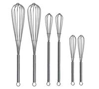 Mini batidor de alambre paquete de 6 - 2 unidades de 8 pulgadas, 2 unidades de 7.25 pulgadas y 2 unidades de 5 pulgadas - acero inoxidable