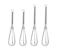 Mini Batidor de Varillas de 4 Piezas - Portátil de Acero Inoxidable, Alambre Grueso, de Mano - Mini Herramienta para Hornear, Mezclar en la Cocina (13,5 cm + 18 cm)