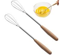 Mini batidor largo de 2 uds., 8 con mango de madera, batidor de globo de acero inoxidable antiadherente para huevos, salsas, restaurante en casa