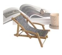 Mini Beach Chair, Tiny Wooden Furniture, Doll House Decoration, Desktop Ornament Model, Lightweight Design, Ideal for Kids Teens Room Decor or Table Display, 5.91x2.4x2.56 Inches