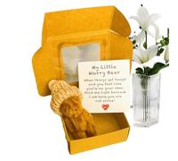 Mini Bears Plush Toy - Pequeño Regalo de Animales Rellenos en Caja, tamaño de Bolsillo Hecho a Mano con Tarjeta | Bolsas Little Care Baby Shower Sweet Recuerdo para Bebés Duchas Wei