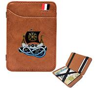 Mini billeteras de bolsillo de moda masculina, bifold portátiles Viking Amulet runas billeteras cortas, clips de cuero clips bolso de tarjeta de crédito, titular de pasaportes en efectivo, buques2