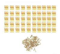 Mini bisagras de latón macizo en un paquete de 50 para pequeños proyectos de manualidades, para almacenamiento y reparación (dorado)