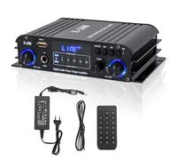 Mini Bluetooth Amplificador Audio, 1200W HiFi de 4.0 Canales Potencia nominal 35W x4 Audio Stereo Music Reproductor, SD Card/USB Input/FM Radio, para PC, TV, Amplificador Coche, casa Altavoz (1200W)