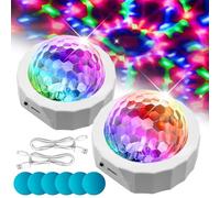 Mini bola de discoteca, 2 unidades de 5 V, mini luz de discoteca, luz portátil, mini luces de discoteca para coche, luces LED DJ, luz de fiesta, USB controlada por voz, luz de estado de ánimo, batería