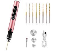 Mini bolígrafo inalámbrico de 3 velocidades con 8 brocas pequeñas, taladro eléctrico recargable de mano, juego de brocas de resina para hacer joyas, resina, plástico, madera, llaveros DIY