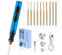 Mini bolígrafo inalámbrico de 3 velocidades con 8 brocas pequeñas, tornillo de banco eléctrico recargable, juego de brocas de microresina para hacer joyas, resina, plástico, madera, llaveros