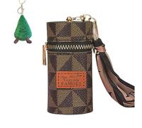 Mini Bolsa De Almacenamiento De Estilo Vintage, Lindo Llavero De Cuero con Monedero, Bolsa De Almacenamiento Portátil con Soporte para Brillo De Labios Y Llavero (Brown)