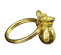 Mini Bolsa de Dinero de latón Vintage, Estatua de Metal, Llavero, Colgante de Feng Shui, 2,5 cm