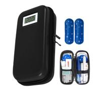 Mini bolsa de hielera, pequeña bolsa de refrigeración - plegable de 21 cm - Caja térmica de medicamentos con pantalla de temperatura y paquetes de hielo, portátil y ligera, ideal para viajes