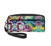 Mini bolsa de maquillaje portátil con estampado de flores y diamantes, versátil y compacta, perfecta para tus artículos esenciales, Estilo teñido anudado de tribu exótica, Talla única