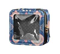 Mini bolsa de maquillaje transparente con estampado de leopardo rosa con purpurina para bolso, neceser de viaje, organizador de cosméticos para mujer, Mandala decorada con elefantes coloridos, Talla