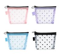 Mini Bolsas Maquillaje de Malla, Bolsa Cosméticos Pequeña Portátil con Cremallera 4 Piezas Neceser Almacenamiento para Mujeres Niñas Viaje(Negro/Púrpura/Azul/Rosa)