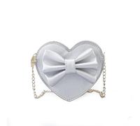 Mini bolso bandolera con forma de corazón con cremallera, bolso de mano, bolso de mano, bolso de mano, bolso de mano, plateado, 14 x 13 x 4,5 cm.