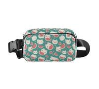 Mini bolso cruzado con lunares blancos sobre fondo rojo con correa ajustable para viajes, gimnasio y trabajo, Kawaii Summer Cute Cats Sandía, 1 Size