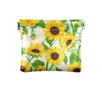 Mini bolso de cambio portátil con diseño de hojas y flores y flores, material reciclado, Girasoles florecen, Talla única, Girasoles florecen