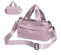 Mini Bolso de Lona para Mujeres, 9.5x4.7x5.5 Pulgadas de Nylon pequeñas con Correa Ajustable, Cuerpo de Mano (Rosa)