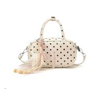 Mini bolso de mano de piel sintética con diseño de lunares con dije de estrella, bolsa cruzada casual de gran capacidad, con patrón de lunares, bolsa de viaje, White, 230x80x130mm