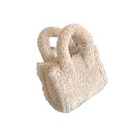 Mini Bolso de Mano Felpa, Bolsos Informales Piel sintética for Mujer, Hombro Tipo Bandolera cálidos, pequeños con Solapa for teléfono para Mujer(Cream White)