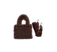 Mini Bolso de Mano Felpa, Bolsos Informales Piel sintética for Mujer, Hombro Tipo Bandolera cálidos, pequeños con Solapa for teléfono para Mujer(Coffee)