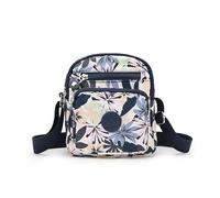 Mini bolso de mensajero floral para mujer, estilo coreano, bandolera con múltiples compartimentos, bolso de lona casual ligero para viajes diarios, salidas de fin de semana o recados, negro 1, Talla
