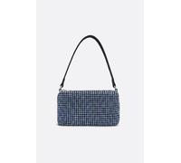 Mini bolso rectangular con strass azules con asa de mano y bandolera de hombro