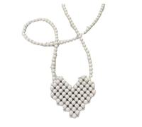 Mini Bolsos Con Pintalabios, Bolso Cruzado Con Perlas for Mujer, Cuentas De Trabajo Con Forma De Amor Multicolor, Primavera Y Verano(White)
