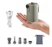 Mini bomba de aire con luz de camping, 5 boquillas recargables por USB, luz intermitente SOS, bomba eléctrica para colchón de cama de aire, anillos de natación, almohadas inflables, flotadores de