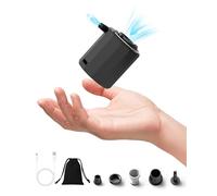 Mini bomba de aire eléctrica, 5000 Pa, 1600 mAh, bomba de aire con batería con 5 boquillas de aire y luz LED, bomba de inflado y desinflado de 180 L/min, mini bomba portátil multifunción para flotante