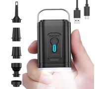 Mini bomba de aire eléctrica, batería recargable de 1200 mAh, 3 en 1 inflador de colchón inflable con 5 boquillas de aire, inflador rápido para barco neumático/colchón neumático (negro)
