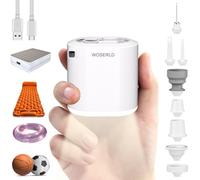 Mini bomba de aire eléctrica para exteriores, luz de camping, luz SOS, almacenamiento rápido al vacío, anillo de natación, globo de aire, bomba de aire (blanco)